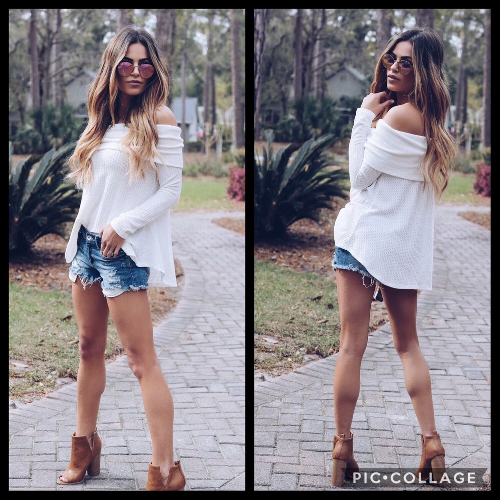 vici bayview off the shoulder thermal top